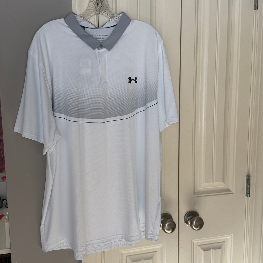 Under Armour Men's White and Gray Polo Shirt